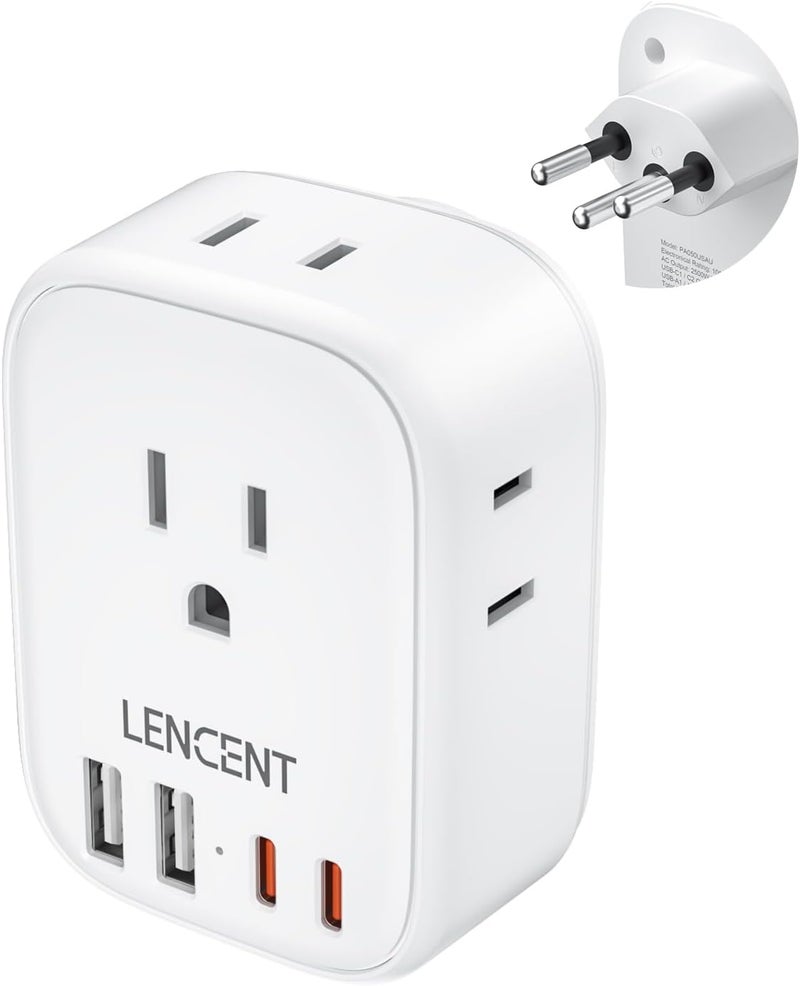 Lencent Switzerland Travel Plug Adapter, Swiss Power Adaptor with 4 American Outlets, 4 USB Charger(2 USB C), Type J Plug Converter for US to Switzerland, Liechtenstein, Rwanda, Safe Grounded - Image 1